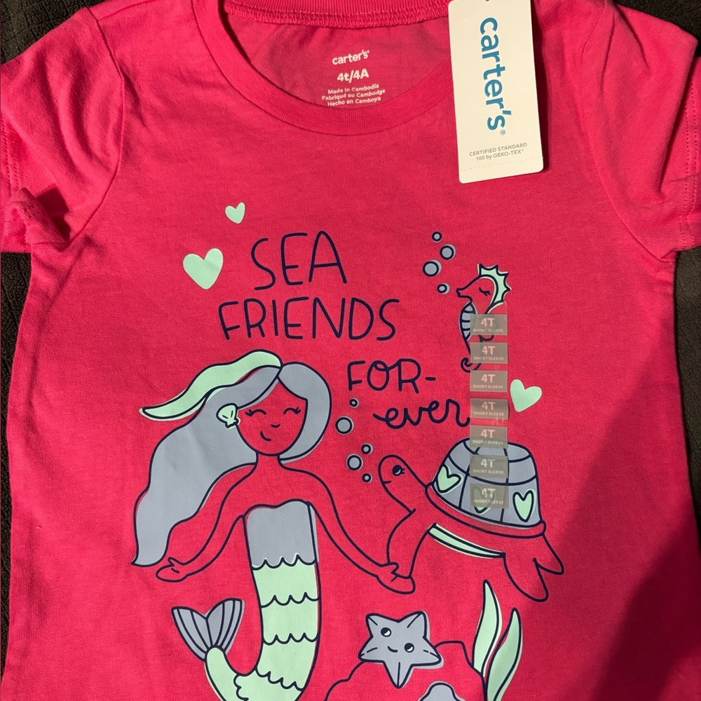 NWT Carter's Pink Mermaid Sea Friends T-Shirt